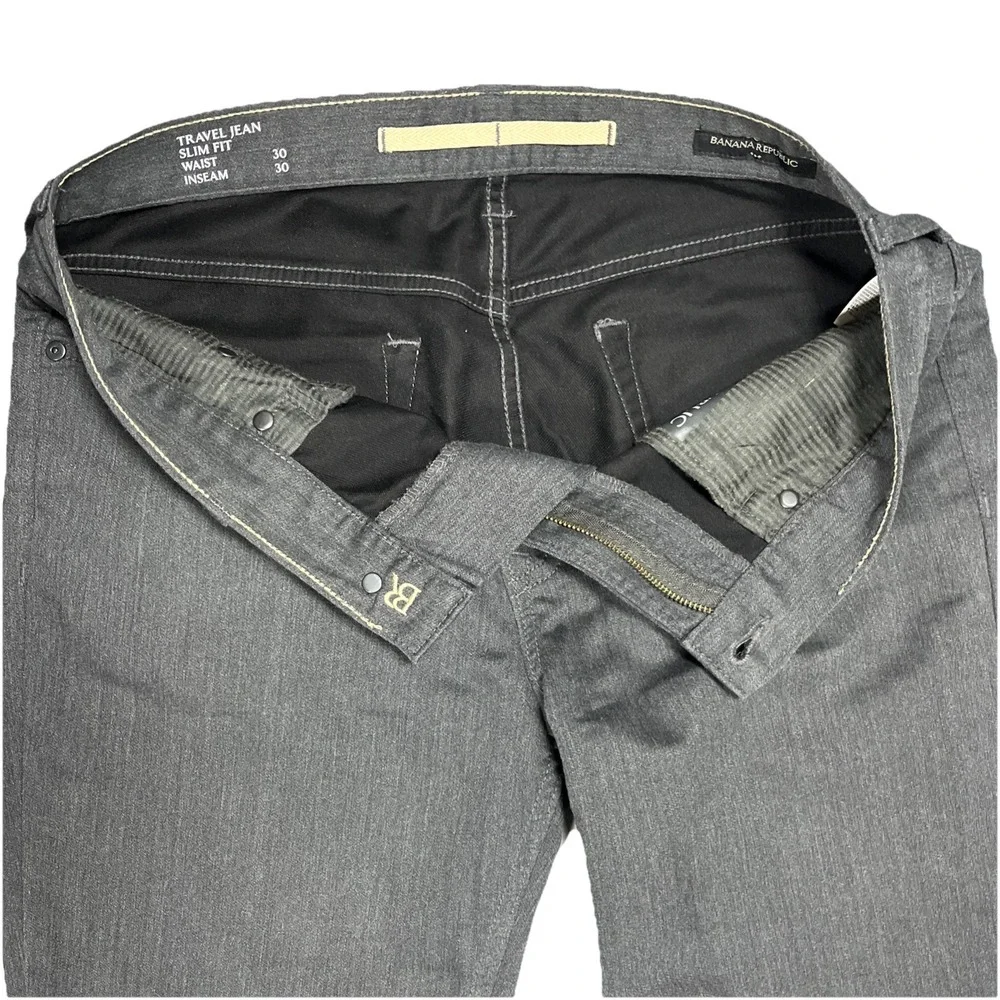 Banana Republic Travel Jean Mens 30x30 Slim‎ Fit Stretch Charcoal Gray Heather